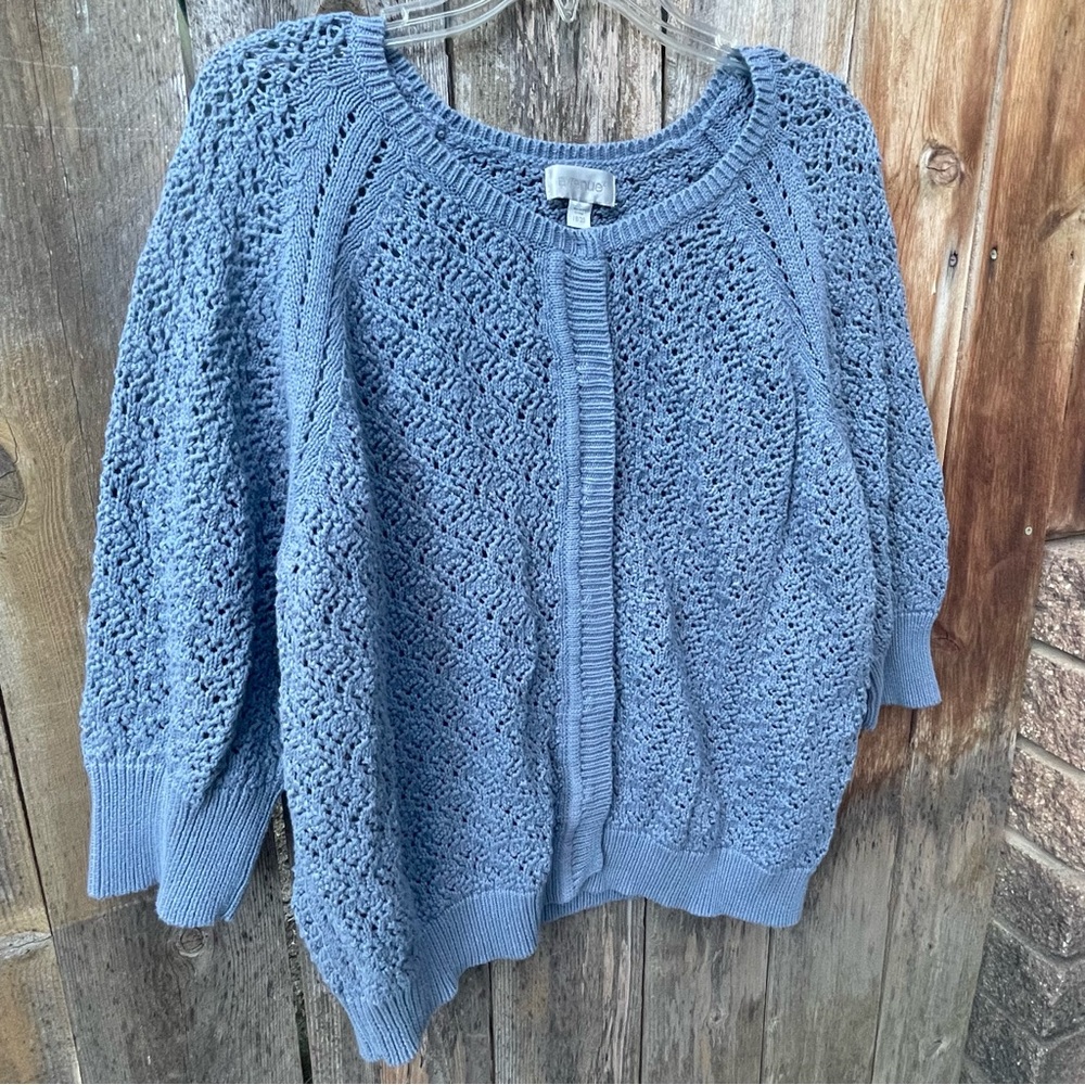 Avenue Crocheted Open-Knit Snap Closure Cardigan Sz. 18/20 - Picture 3 of 14
